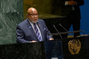 法兰西斯在联大全会上发言。