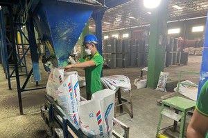 进农工农业股份公司化肥生产流水线一瞥。