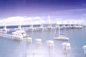 Mô hình cống Cái Lớn. Ảnh: HÀM LUÔNG