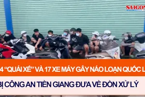 24 “quái xế” gây náo loạn Quốc lộ 1 bị Công an Tiền Giang đưa về đồn xử lý