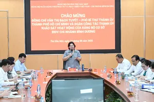 Đồng chí Văn Thị Bạch Tuyết phát biểu chỉ đạo tại cuộc khảo sát. Ảnh: VIỆT DŨNG
