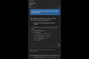 Ngôn ngữ tiếng Việt trên Amazon Q Developer.
