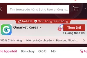 Người dùng có thể tìm gian hàng chính hãng Gmarket Korea bằng cách gõ từ khóa "Gmarket"