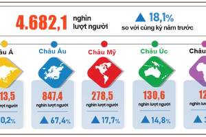 Khách quốc tế đến Việt Nam trong 2 tháng đầu năm 2026 