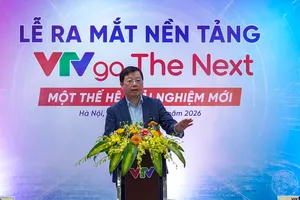 Tổng Giám đốc Đài Truyền hình Việt Nam Nguyễn Thanh Lâm phát biểu tại lễ ra mắt nền tảng. Ảnh: LIÊN MAI