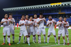 越南U23球員慶祝進球（圖源：互聯網）