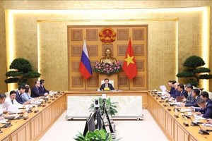 政府副总理陈红河与俄罗斯联邦副总理切尔内申科举行线上会议。图自越通社