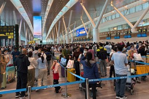 乘客在新山一机场办理手续。图：国雄