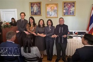 东盟各国大使与丹麦外交部代表合影留念。