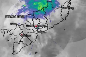 广义省和林同省多地暴雨来袭，伴随山洪和山体滑坡风险。 图：气象水文局