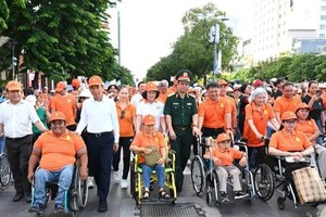 逾5000人参加为橙剂受害者步行活动。图：越勇