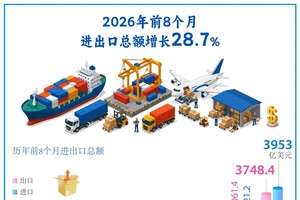 2026年前8个月：进出口总额增长28.7%