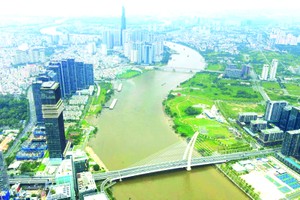 胡志明市的鸟瞰图。