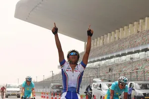 Ali Khadem ăn mừng chiến thắng cho chiếc HCV châu Á 2013.