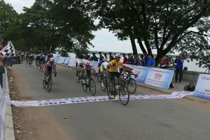 Pha ăn mừng chiến thắng của Lê Nguyệt MInh. 