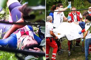 Hình ảnh Chloe Dygert bị tai nạn. 