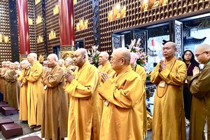 世界佛教华僧会和胡志明市华宗佛教代表一起礼佛。