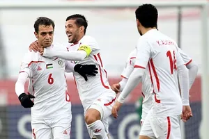 Các cầu thủ Palestin vui mừng sau chiến thắng trước Thái Lan. Ảnh: AFC