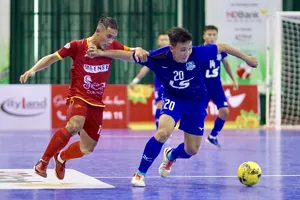 CLB Thái Sơn Nam trong trận thắng Tân Hiệp Hưng ở vòng 11. Ảnh: HOÀNG QUÂN