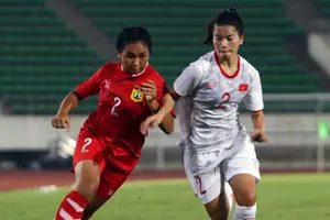Đội U16 nữ Việt Nam có chiến thắng đầu tiên trước đội Lào. Ảnh: Đoàn Nhật