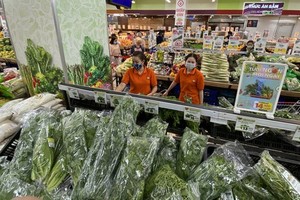 Vegetables are full on shelves at a supermarket on Feb 10. (Photo: SGGP)