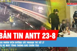 Bản tin ANTT 23-8: Hai nhân viên đường sắt dũng cảm xử lý vụ xe máy tông thẳng gác chắn tàu; Bắt giữ 4 đối tượng mua bán người, ép nạn nhân làm tiếp viên quán karaoke