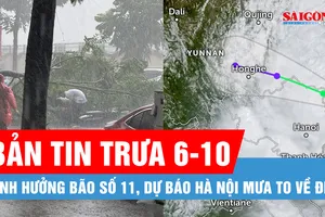 Bản tin trưa 6-10: Ảnh hưởng bão số 11, dự báo Hà Nội mưa to về đêm; Quảng Ngãi xảy ra 14 trận động đất liên tiếp