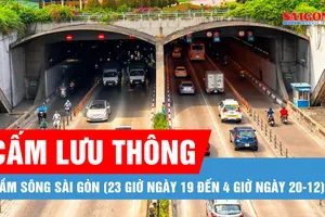 Cấm lưu thông qua hầm sông Sài Gòn từ 23 giờ ngày 19 đến 4 giờ ngày 20-12