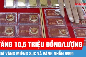 Giá vàng miếng SJC và vàng nhẫn 9999 tăng 10,5 triệu đồng/lượng