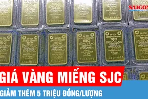 Giá vàng miếng SJC giảm thêm 5 triệu đồng/lượng