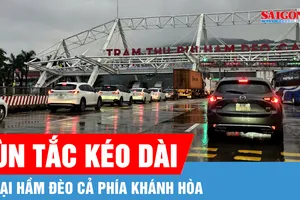 Kẹt xe kéo dài ở cửa hầm Đèo Cả phía Khánh Hòa