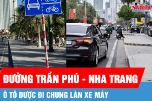 Ô tô nhập làn xe máy trên đường Trần Phú - Nha Trang