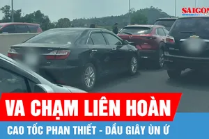 Ùn ứ kéo dài sau va chạm liên hoàn trên cao tốc Phan Thiết - Dầu Giây