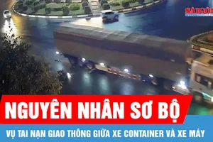 Tai nạn giao thông giữa xe container và xe mô tô khiến 2 người thương vong