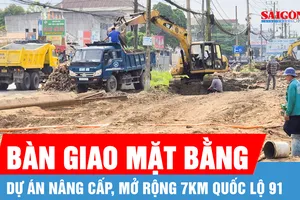Bàn giao mặt bằng thi công dự án nâng cấp 7km Quốc lộ 91