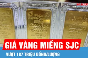  Giá vàng miếng SJC sáng nay vượt 187 triệu đồng/lượng