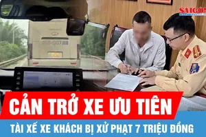 Không nhường đường cho xe ưu tiên, tài xế xe khách bị xử phạt 7 triệu đồng