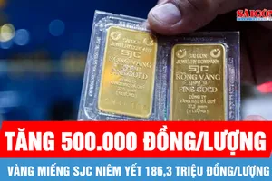 Giá vàng tăng 500.000 đồng/lượng so với buổi sáng