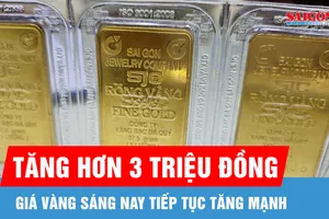 Giá vàng sáng nay tăng hơn 3 triệu đồng/lượng