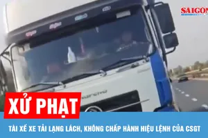 Xử phạt tài xế xe tải lạng lách, không chấp hành hiệu lệnh của CSGT