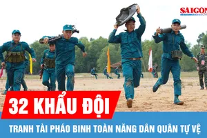 32 khẩu đội tranh tài pháo binh toàn năng dân quân tự vệ