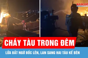 Cháy tàu cá ở cảng cá Phước Tỉnh