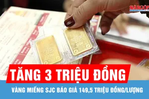 Vàng miếng SJC tăng 3 triệu đồng/lượng