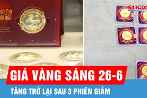 Sáng 26-6: Giá vàng trong nước tăng trở lại sau 3 phiên giảm