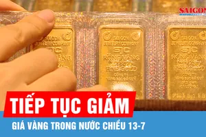 Chiều 13-7, giá vàng trong nước tiếp tục giảm