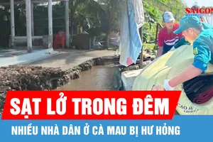 Cà Mau: Sạt lở đất trong đêm, nhiều nhà dân hư hỏng