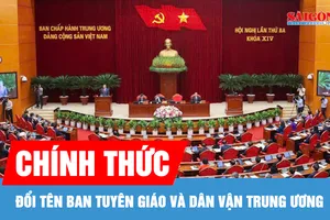 Đổi tên Ban Tuyên giáo và Dân vận Trung ương thành Ban Tuyên giáo Trung ương