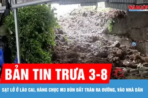 Bản tin trưa 3-8: Sạt lở ở Lào Cai, hàng chục m3 bùn đất tràn ra đường, vào nhà dân