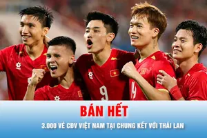 “Cháy vé” 3.000 chỗ dành cho CĐV Việt Nam tại chung kết với Thái Lan