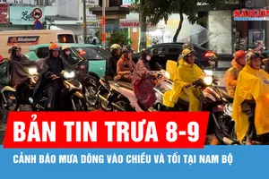 Bản tin trưa 8-9: Cảnh báo mưa dông vào chiều và tối tại Nam bộ